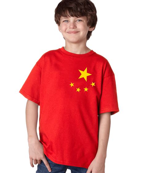 Round Chinese Flag T Shirt Tee Shirt Free Sticker Peoples Republic Of