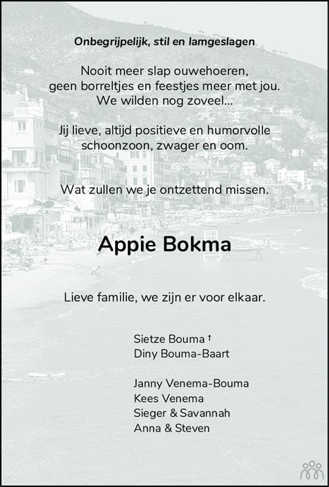 Albert Anne Ap Bokma 30 10 2021 Overlijdensbericht En Condoleances