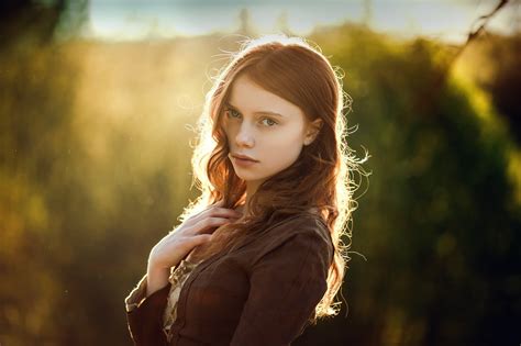 Wallpaper Face Sunlight Women Redhead Model Long Hair Blue Eyes