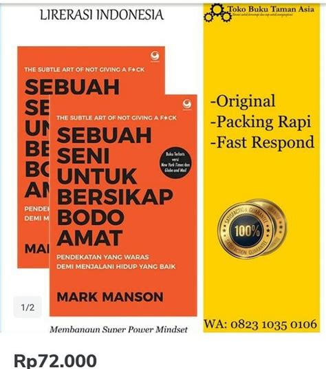 Jual Mark Manson Sebuah Seni Untuk Bersikap Bodo Amat Di Lapak Taman