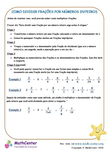 Como Dividir Frações Por Números Inteiros Páginas De Aprendizagem