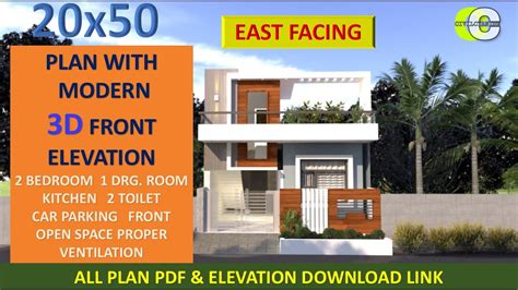 X Feet East Facing House Plan With D Front Elevation Ii Modern