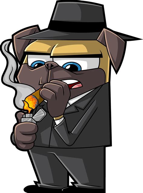 Stylish Mobster Dog Character With A Lit Cigar And Confident Look