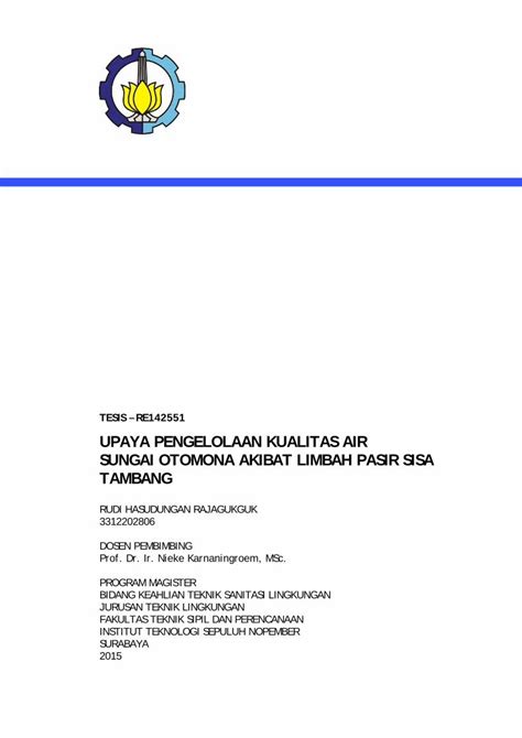 Pdf Upaya Pengelolaan Kualitas Air Sungai Otomona Akibat Dokumentips