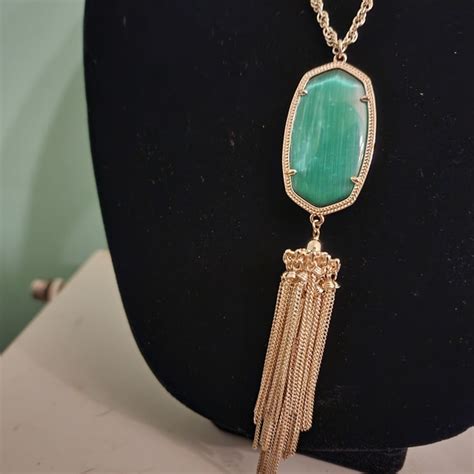 Kendra Scott Jewelry Kendra Scott Rayne Statement Necklace Dark Green Pendant Stone With