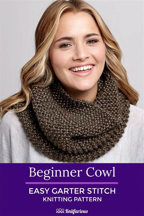 A Woman Wearing A Knitted Cowl With Text Overlay That Reads Beginner