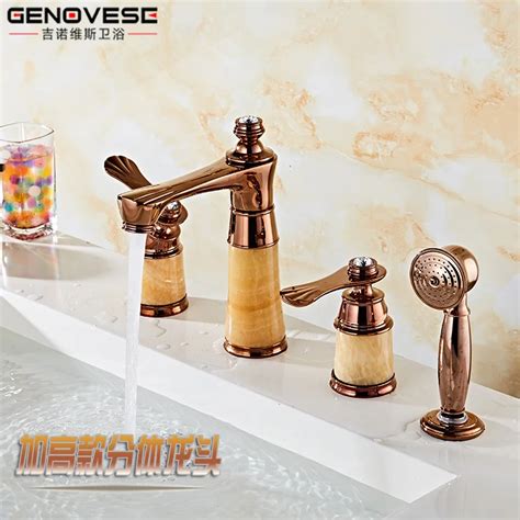 Hot And Cold Plus High Position Sitting Cylinder Edge Rose Gold Jade Bathtub Faucet All