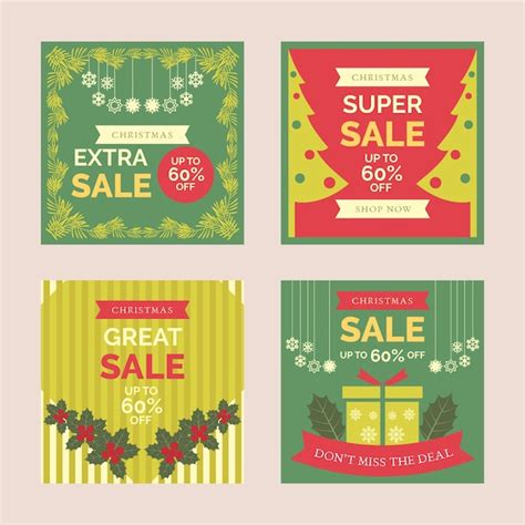 Colecci N De Navidad Venta Instagram Post Vector Gratis