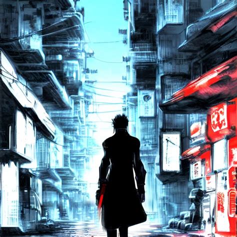 Pequeña ciudad de ciencia ficción un pueblo cyberpunk con una silueta