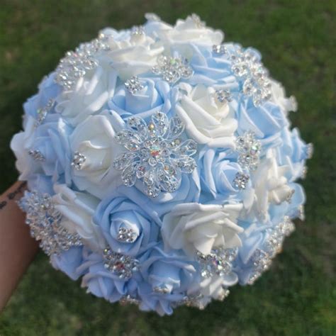 Light Blue/ Bahama Blue and Blush Bouquet - Etsy