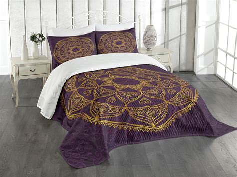 Ambesonne Mandala Quilted Bedspread Set Pcs Lace Like Circular King