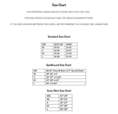 SIZE CHART 1– Daydreamm