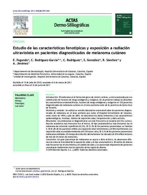 Pdf Estudio De Las Características Fenotípicas Y Exposición A