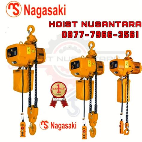 Jual ELECTRIC CHAIN HOIST 5 TON X 12 METER 380 VOLT NAGASAKI JAPAN