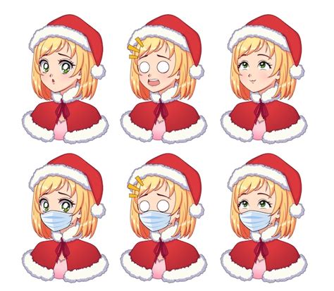 Premium Vector Christmas Themed Anime Set