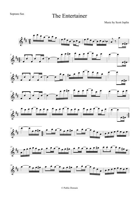 The Entertainer By Scott Joplin For Soprano Saxophone Arr The Sheet Music Library By Scott