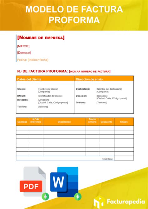 Modelo De Factura Proforma Para Descargar Excel Y Word