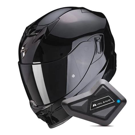 Pack Casco Moto Kit Bluetooth Scorpion Exo 520 Evo Air Solid Black