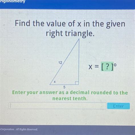 Trigonometry Find The Value Of X In The Given Right Triangle 12 X