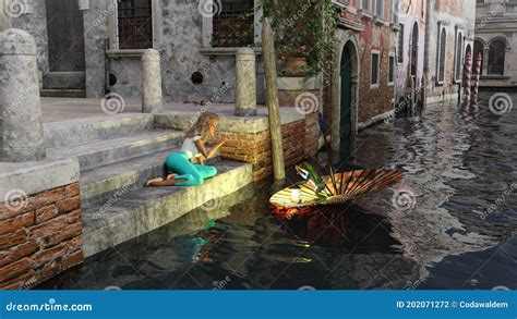 Sweet Girl Says Goodbye To Her Frog Prince Fairy Tale Characters From