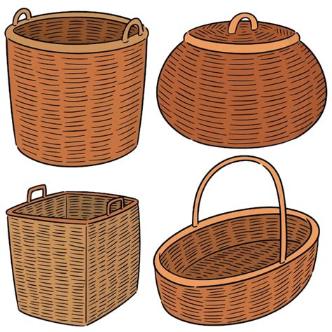 Premium Vector Vector Set Of Wicker Basket