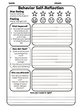 Self Reflection Sheet Teacher Made Worksheets Library