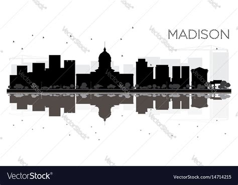 Madison City Skyline Black And White Silhouette Vector Image