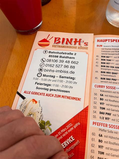 Speisekarte Von Binh S Vietnamesische K Che Pub Bar Vaterstetten