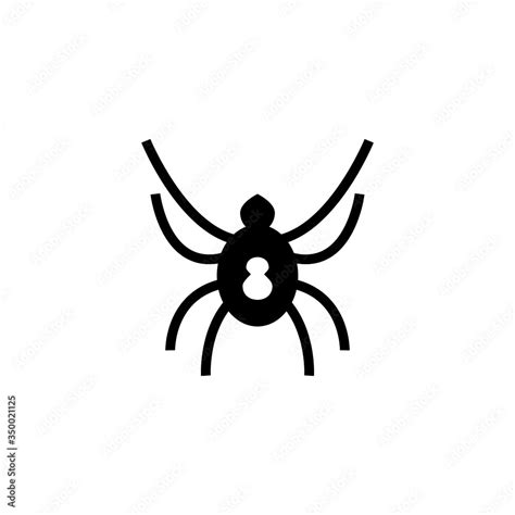 Black widow spider icon symbol in black flat shape design isolated on ...