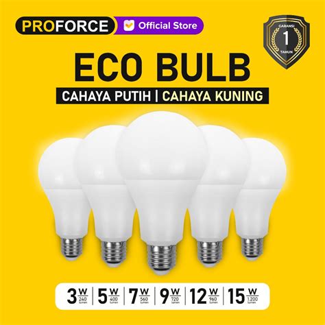 Jual Proforce Bohlam Lampu Led Warna Cahaya Putih Atau Kuning Eco Bulb