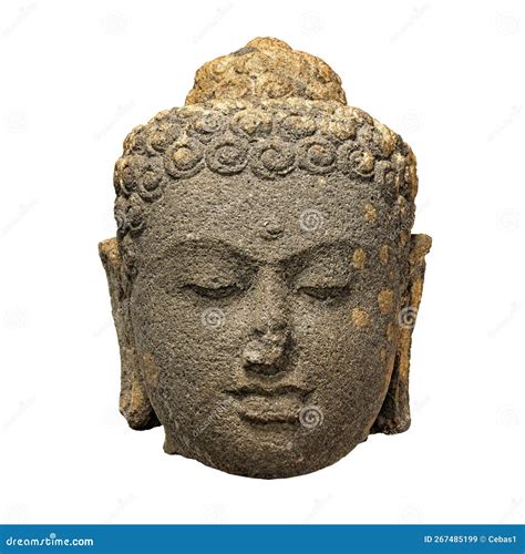 Cabeza De Buddha De Piedra Aislada En Fondo Blanco Imagen De Archivo Imagen De Religioso