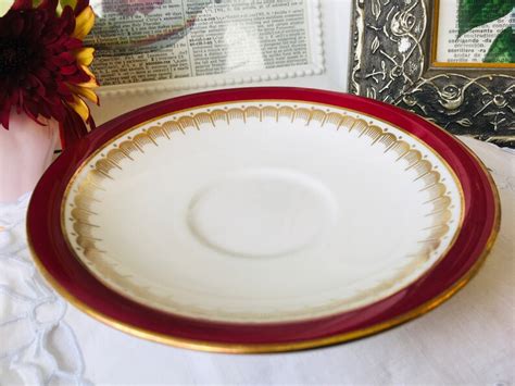 Aynsley Red And Gold Tea Cup And Saucer Gold Trim Wide Etsy