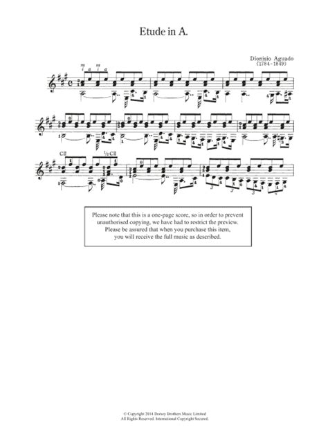 Etude In A Easy Guitar Print Sheet Music Now