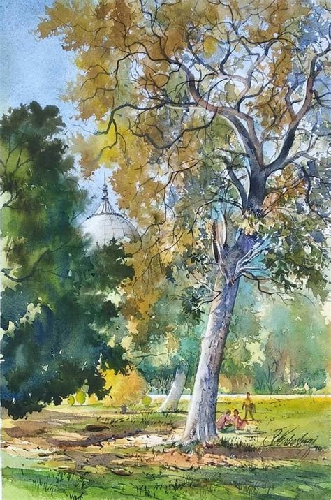 Pin By Marleen Meintjes On Art Tree Art Watercolor Landscape