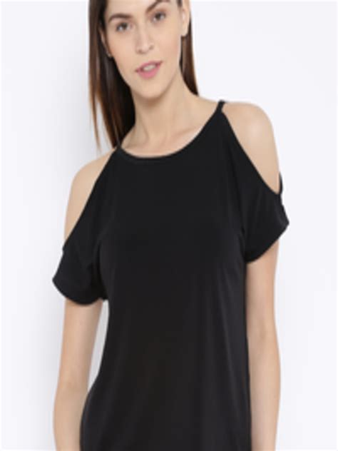 Buy ONLY Women Black Solid Cold Shoulder Top Tops For Women 1323896