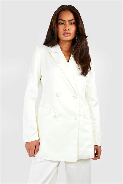 Satin Double Breasted Tailored Blazer Boohoo Uk