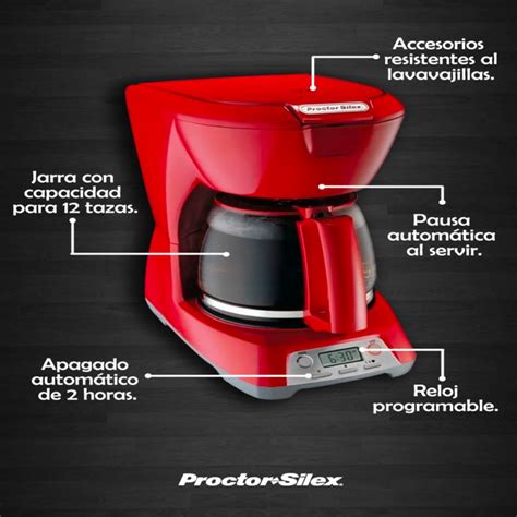 Cafetera Roja Programable Para 12 Tazas Proctor Silex Piquiomart