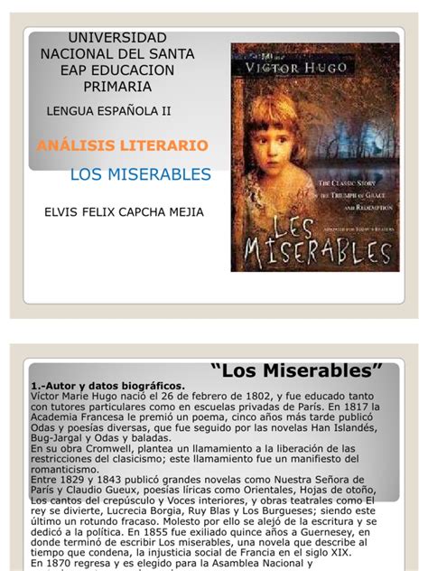 Análisis Literario Los Miserables Pdf Francia Romanticismo