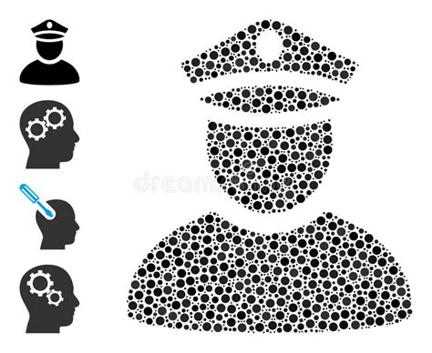 Dotted Police Man Composition Of Rounded Dots And Bonus Icons Stock