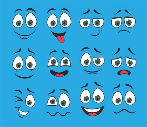 Premium Vector | Emoticons with funny facial expressions vector illustrations set. Eyes and ...