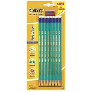 BiC Evolution HB Eraser Tip Pencil (Pack of 8): Amazon.co.uk: Office ...