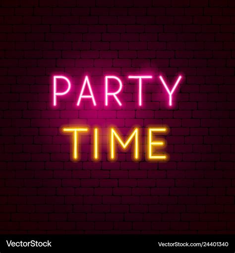 Party Time Neon Sign Royalty Free Vector Image