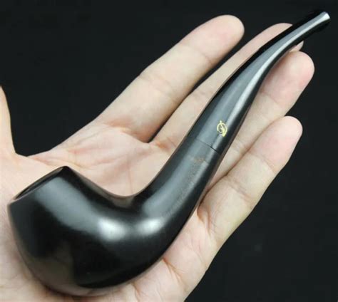 Handmade Nature Ebony Wood Bent Type Smoking Pipe Round Weed Tobacco