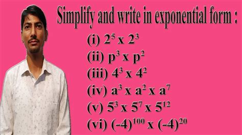 Simplify And Write In Exponential Form Class Exponent And Power