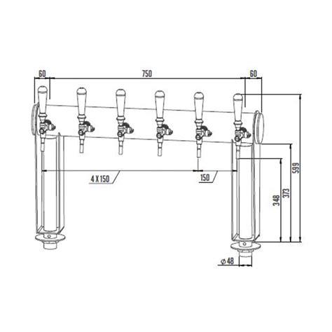 Columna De Cerveza Naked Cold Bridge 6 Grifos Dispensadores De