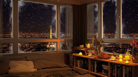 K Cozy Bedroom With Smooth Jazz Music In Paris K Piano Instrumental