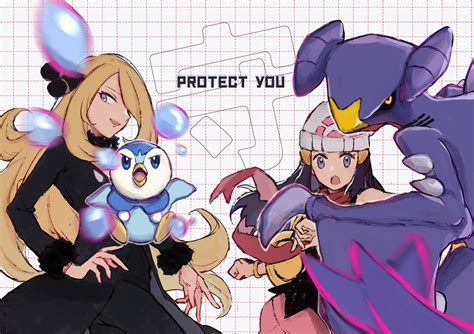 Dawn Cynthia Piplup And Garchomp Pokemon And 1 More Drawn By