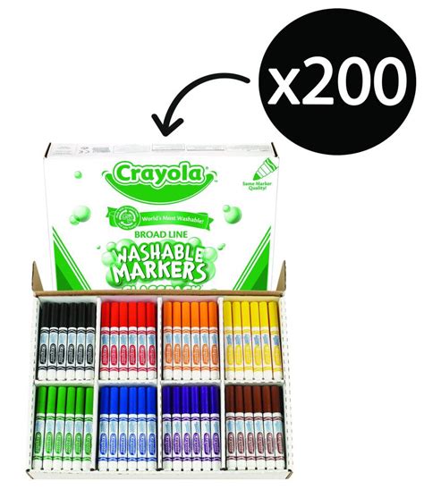 Crayola Classpack Washable Broadline Coloured Markers Assorted Box 200