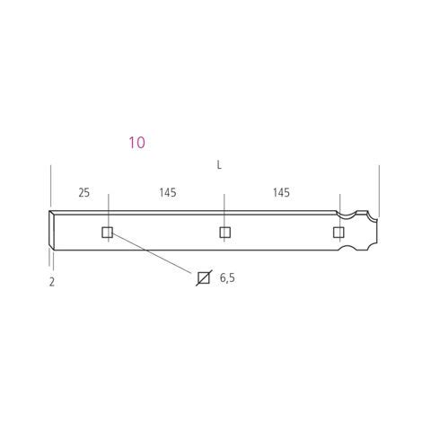 Contre penture aluminum Teinte Noir satiné Trous 4 L 515