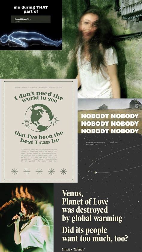 Collage Of Pictures With Lyrics And Photos Of Mitski Iphone Wallpaper